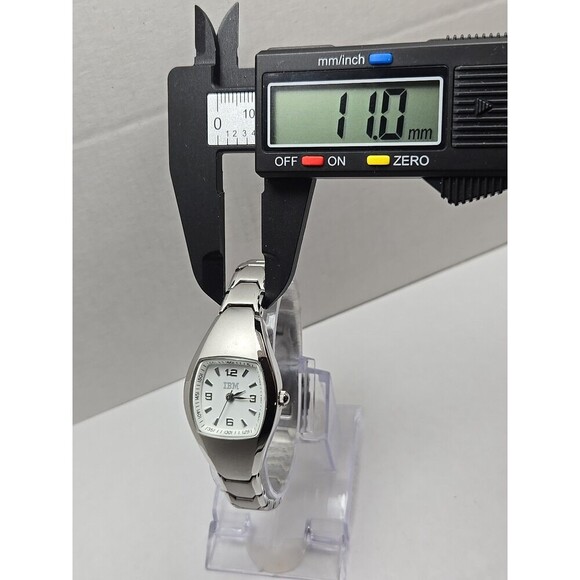 Tomax IBM Womens Quartz Watch Silvertone Tonneau White Dial Bracelet New Battery - Picture 8 of 11